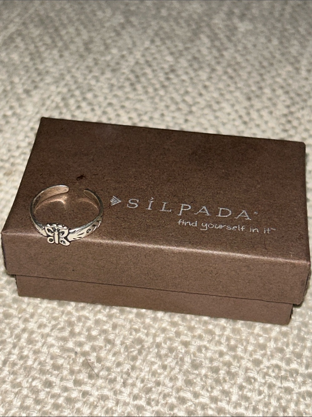 Silpada Sterling Silver Butterfly Accent Adjustable Toe/midi Ring